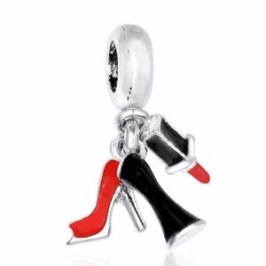 Stilettos lipstick dress charm 4 bracelet necklace